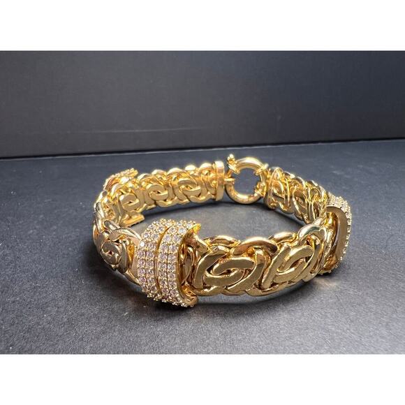 Moda Al Massimo White Cubic Zirconia Gold Over Bronze Designer Bracelet - Picture 1 of 16
